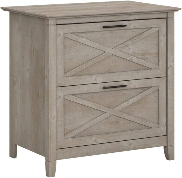 Wooden Furniture Key West 2 Drawer Lateral File Cabinet in Washed Gray