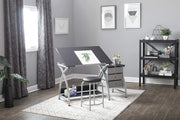 2 Piece Comet Art  Drafting, Craft Table with 36"W x 23.75"D Angle Adjustable Top and Stool in Silver/Black, Assembled Dimensions: 50" W x x 29.5"